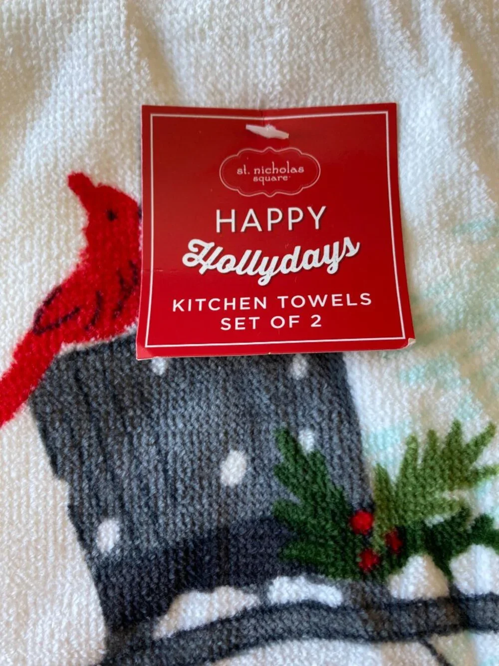 NWT St. Nicholas Square Kitchen Towels 4 Pc. Set Snowmen Theme